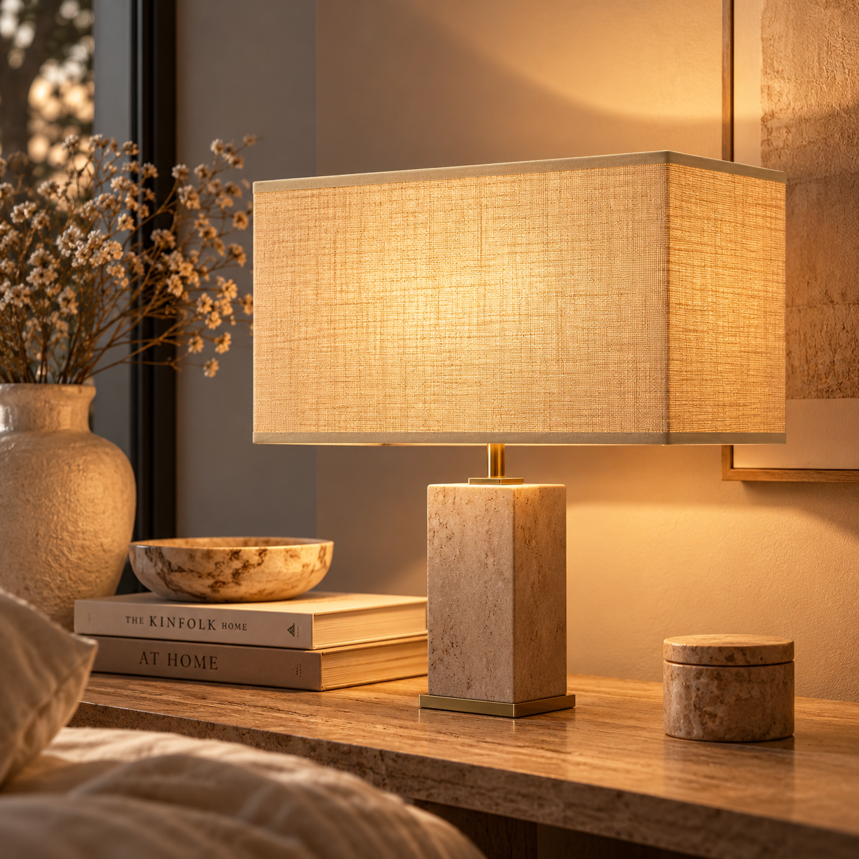 Abat-jour Rectangulaire en Lin Beige ou Café – Élégance Minimaliste