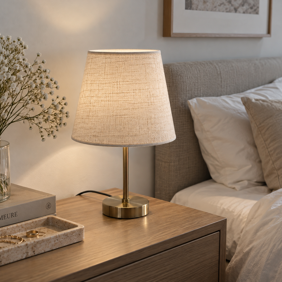 Lot de 2 Abat-jour en Lin Beige – Forme Conique pour Lampe de Table