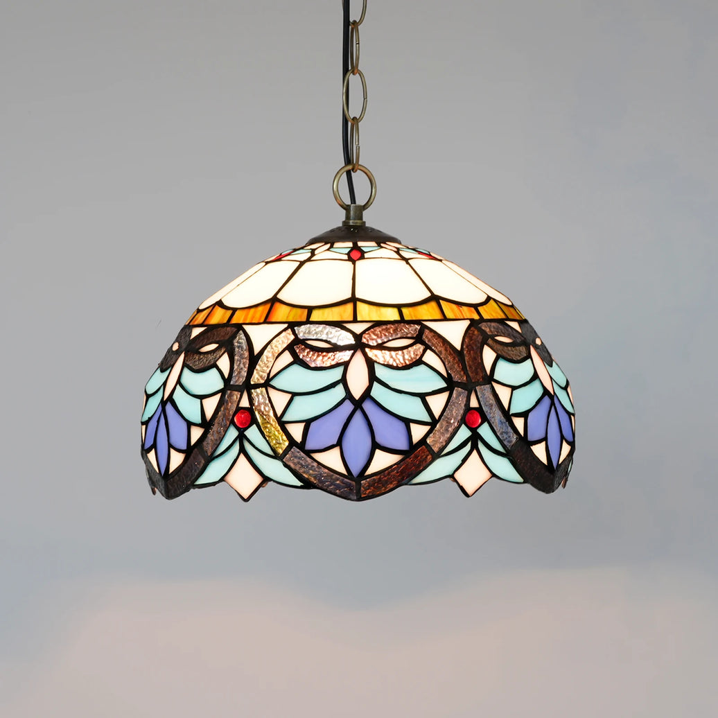 Abat-Jour Vitrail Baroque Méditerranéen Bleu