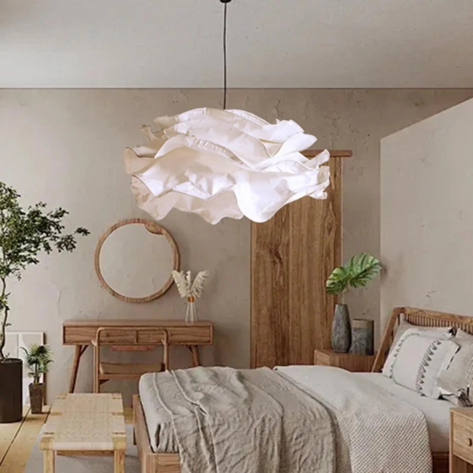 Abat-jour suspension blanc ondulé en papier – Design sculptural
