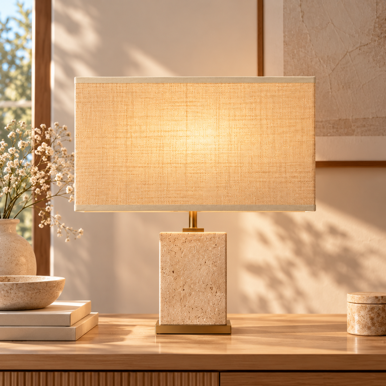 Abat-jour Rectangulaire en Lin Beige ou Café – Élégance Minimaliste