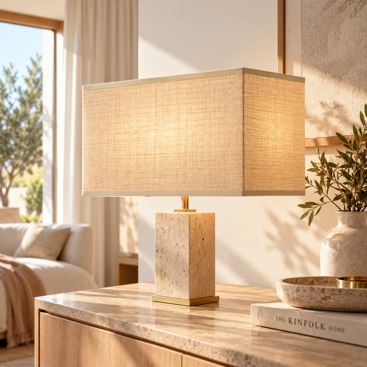 Abat-jour Rectangulaire en Lin Beige ou Café – Élégance Minimaliste