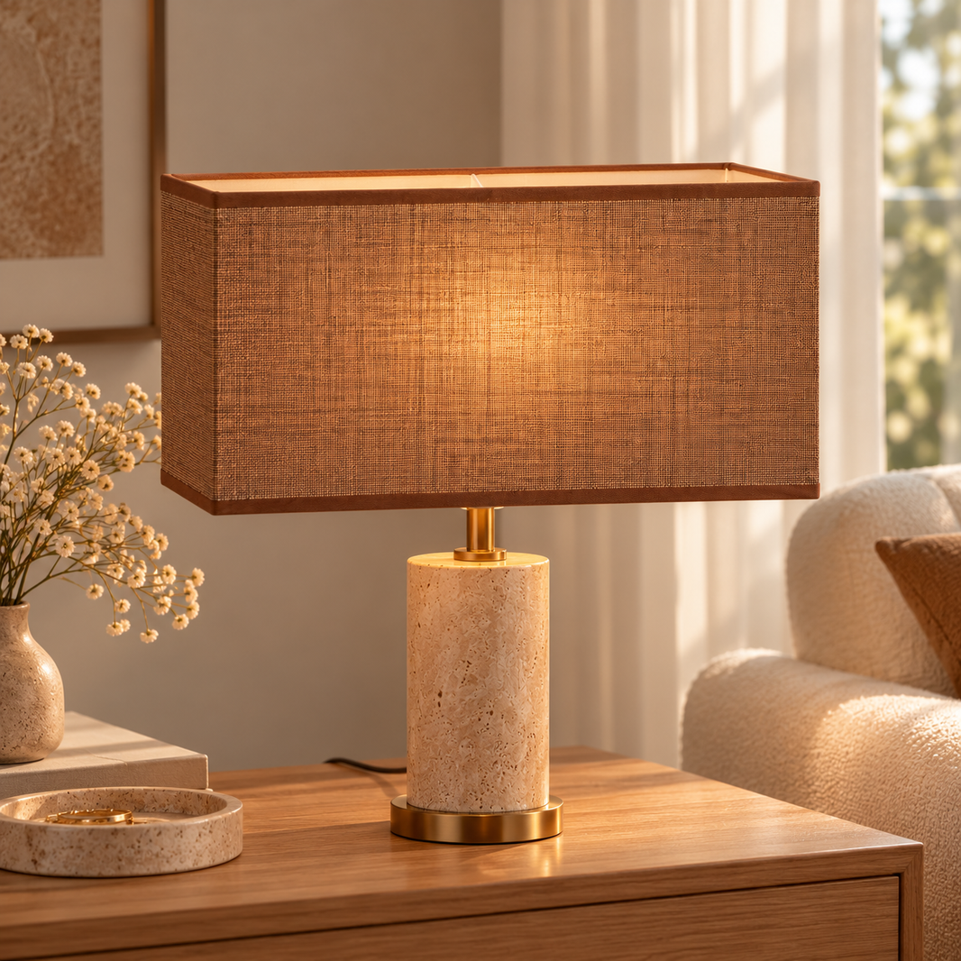 Abat-jour Rectangulaire en Lin Beige ou Café – Élégance Minimaliste