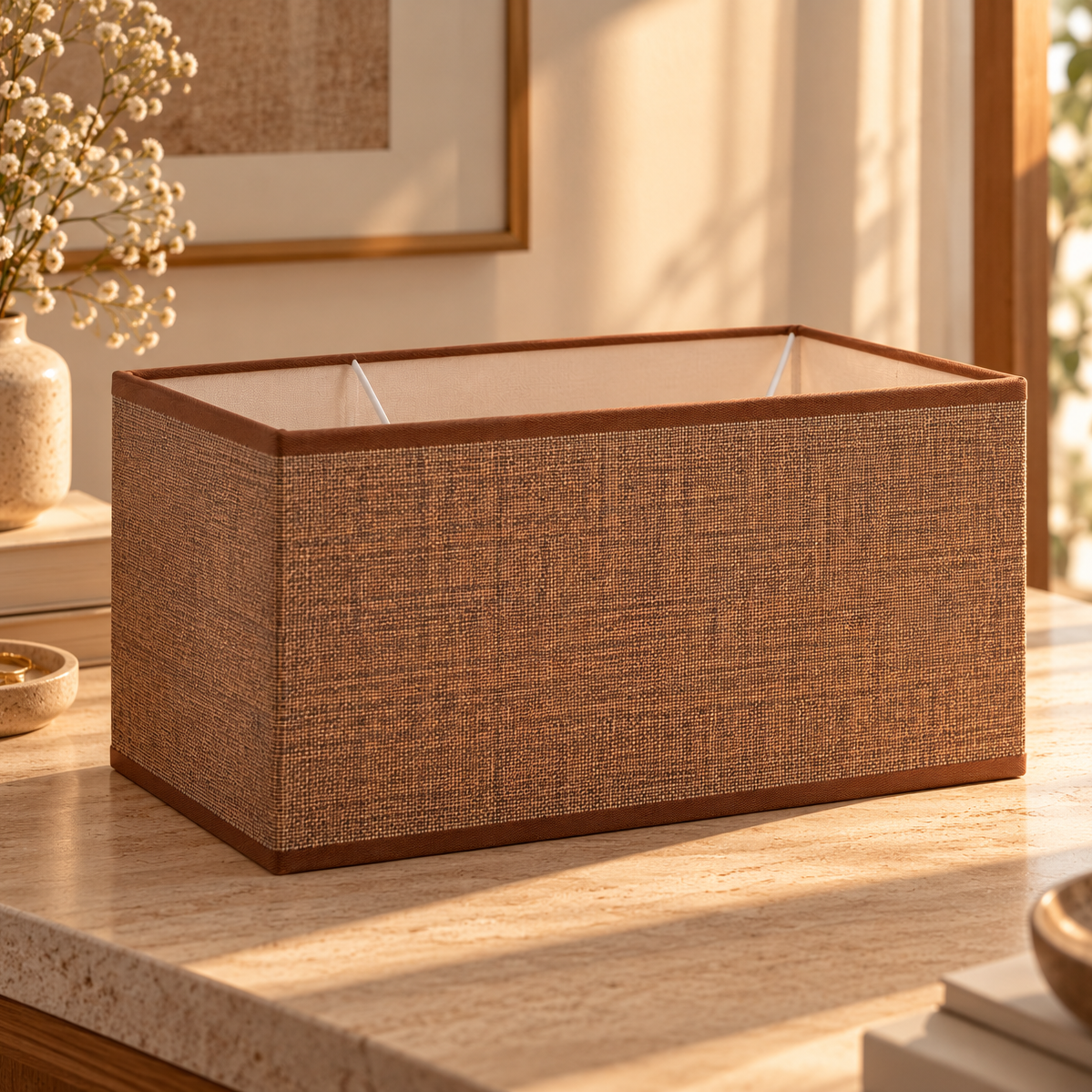 Abat-jour Rectangulaire en Lin Beige ou Café – Élégance Minimaliste