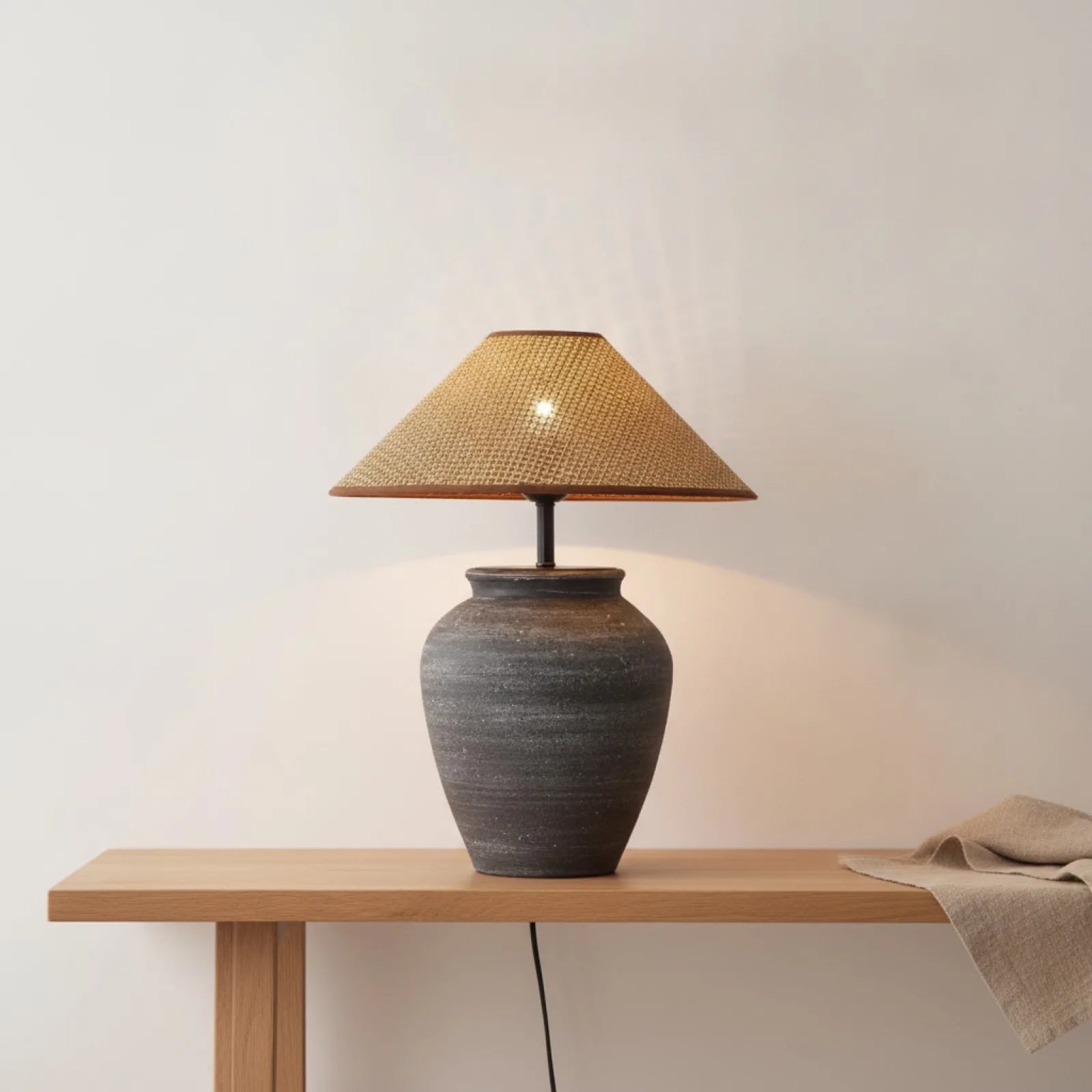 Abat Jour Rotin Tressé Zen Japonais