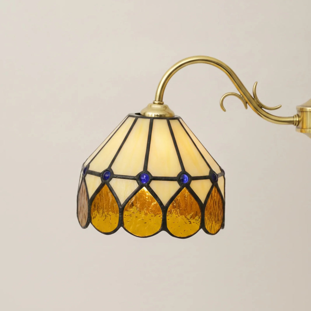 Abat-jour Style Tiffany En Verre Jaune 15cm