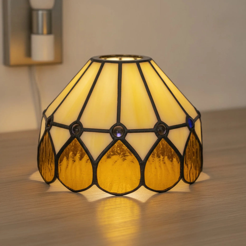 Abat-jour Style Tiffany En Verre Jaune 15cm