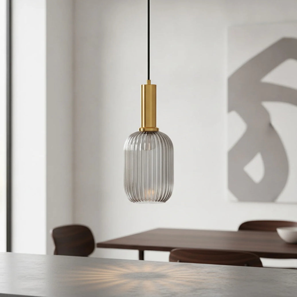 Lampe Suspendue Verre Gris Fumé Design E27