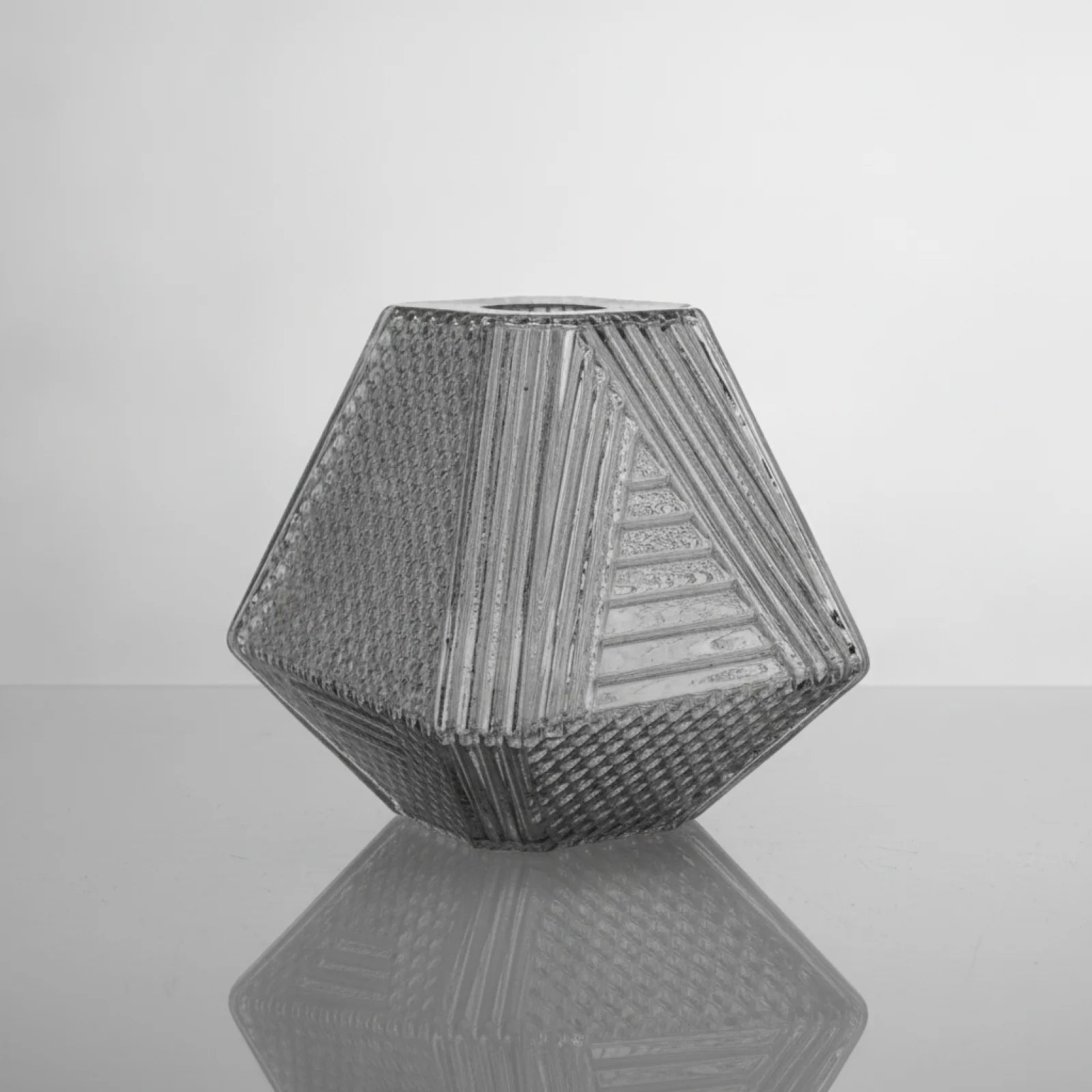Abat-jour Trapèze Verre Nervuré Gris Fumé