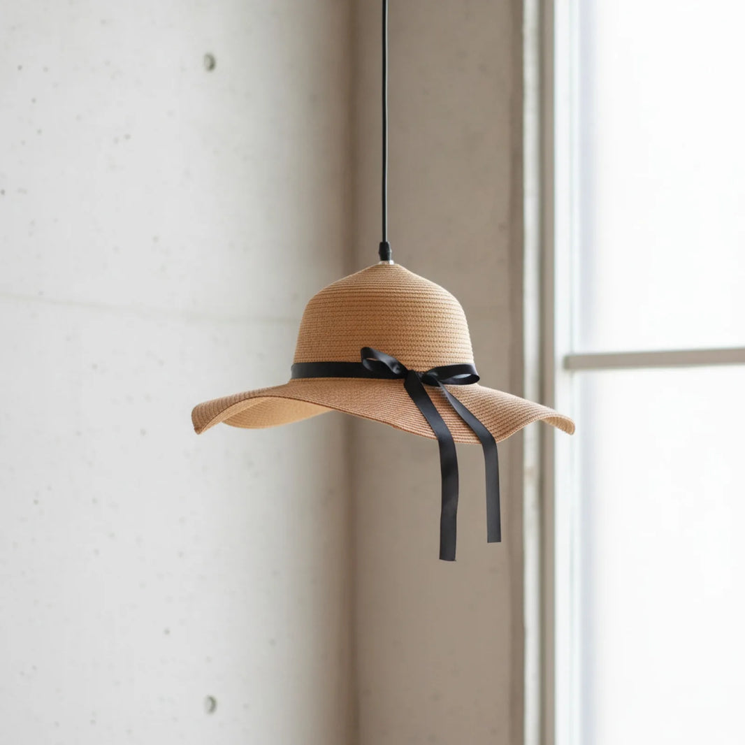 Abat-jour suspendu en paille naturelle
