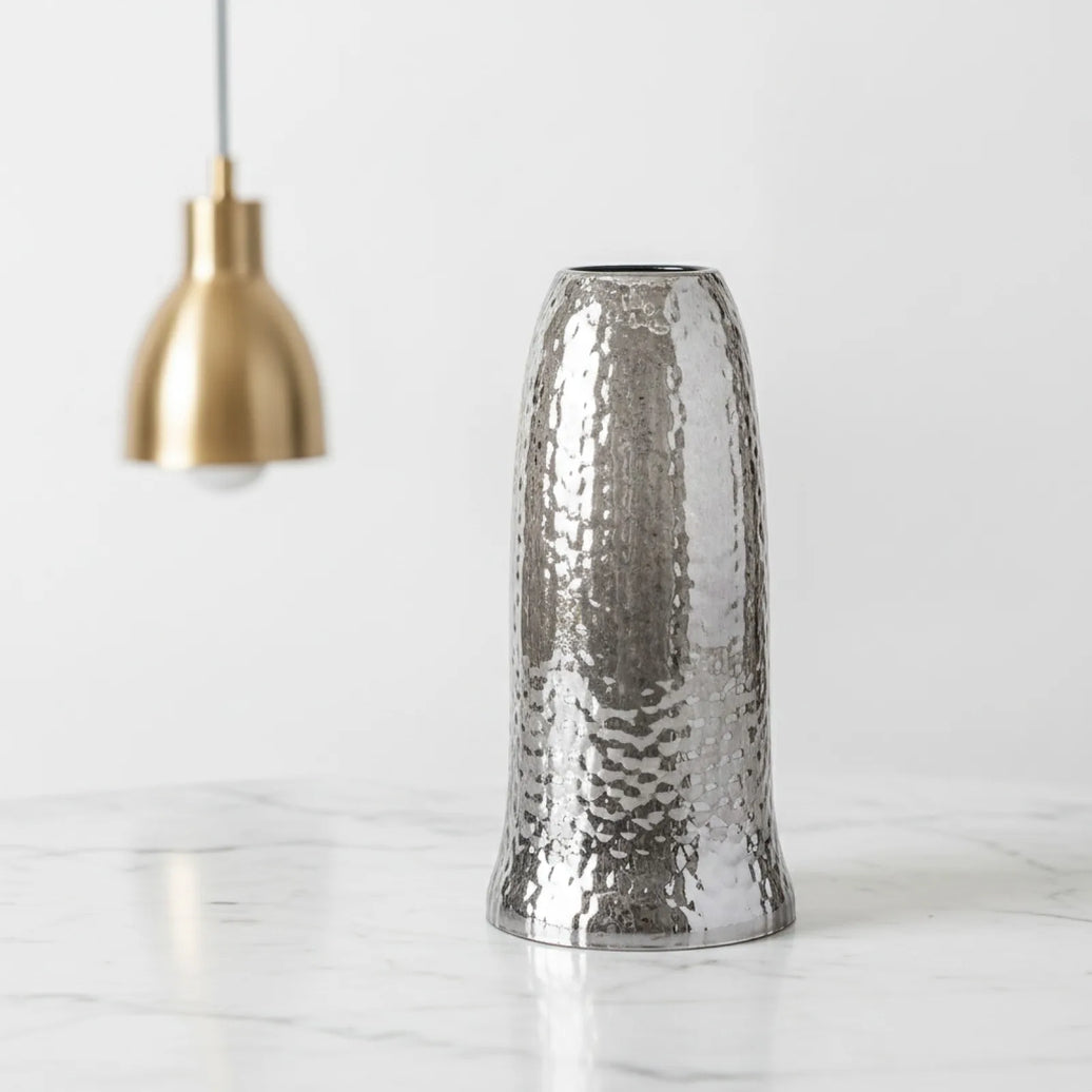 Abat-jour Forme Tulipe Verre Nervuré Gris Fumé