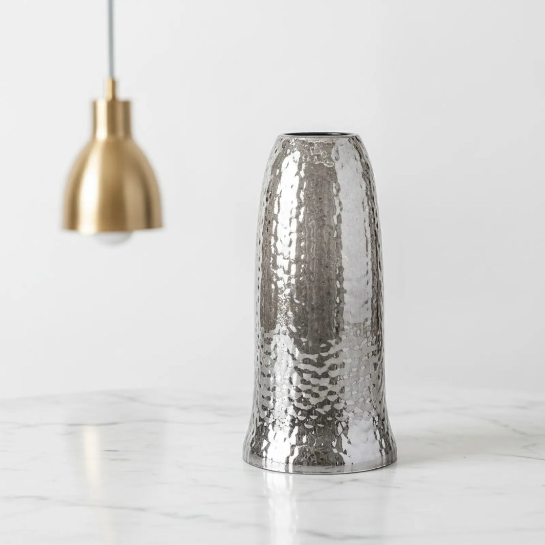 Abat-jour Forme Tulipe Verre Nervuré Gris Fumé