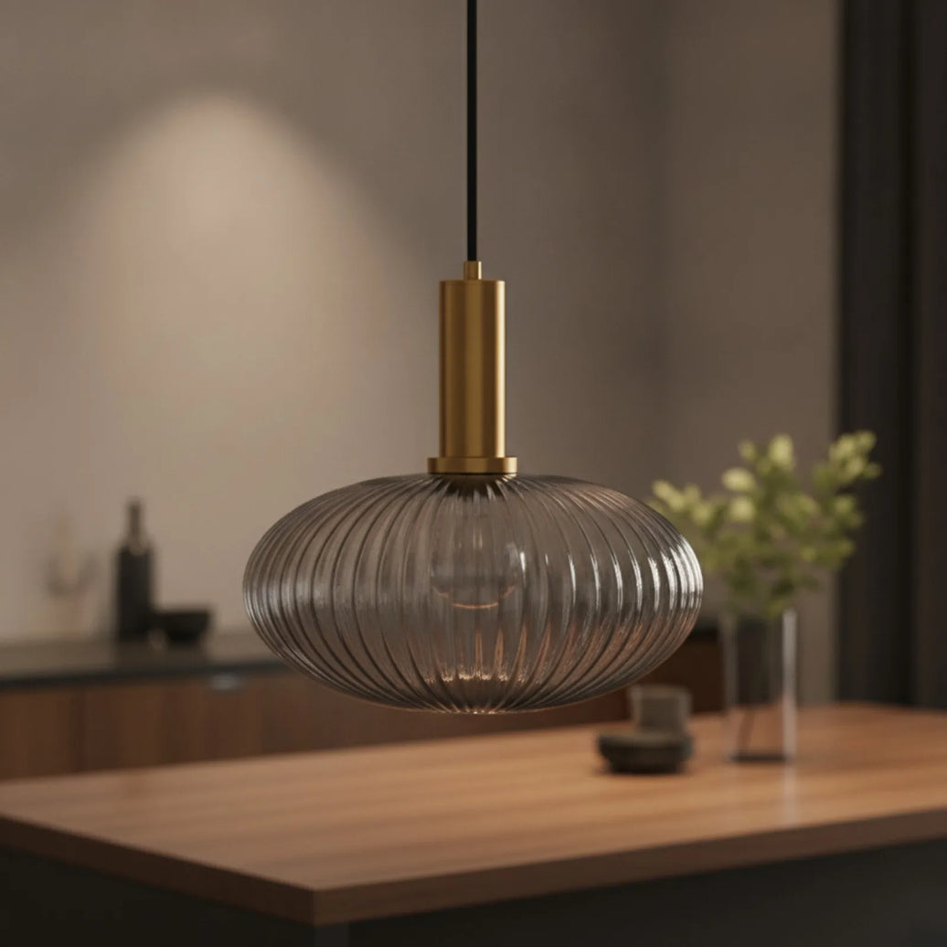 Lampe Suspension Verre Gris Fumé Design