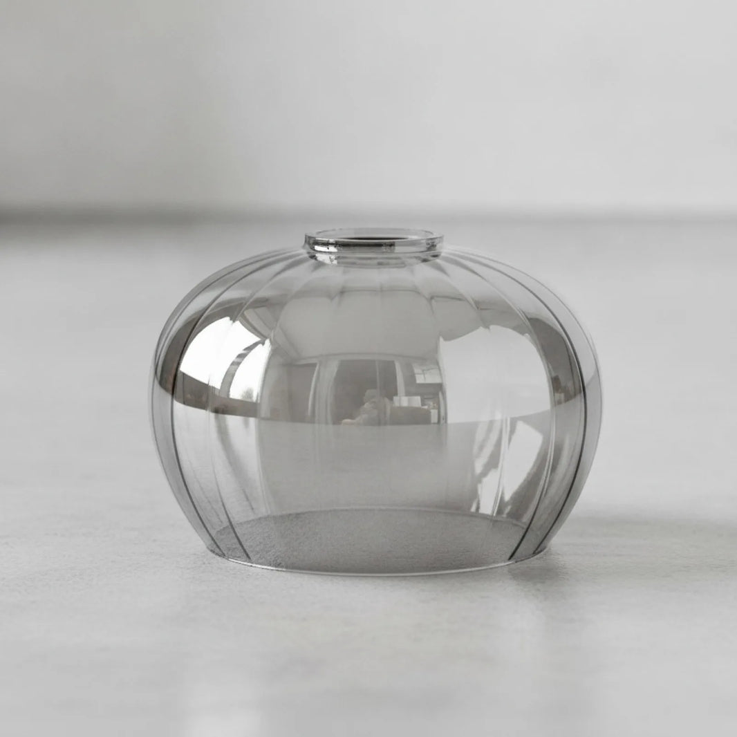 Abat-jour Former Galet Verre Nervuré Gris Fumé