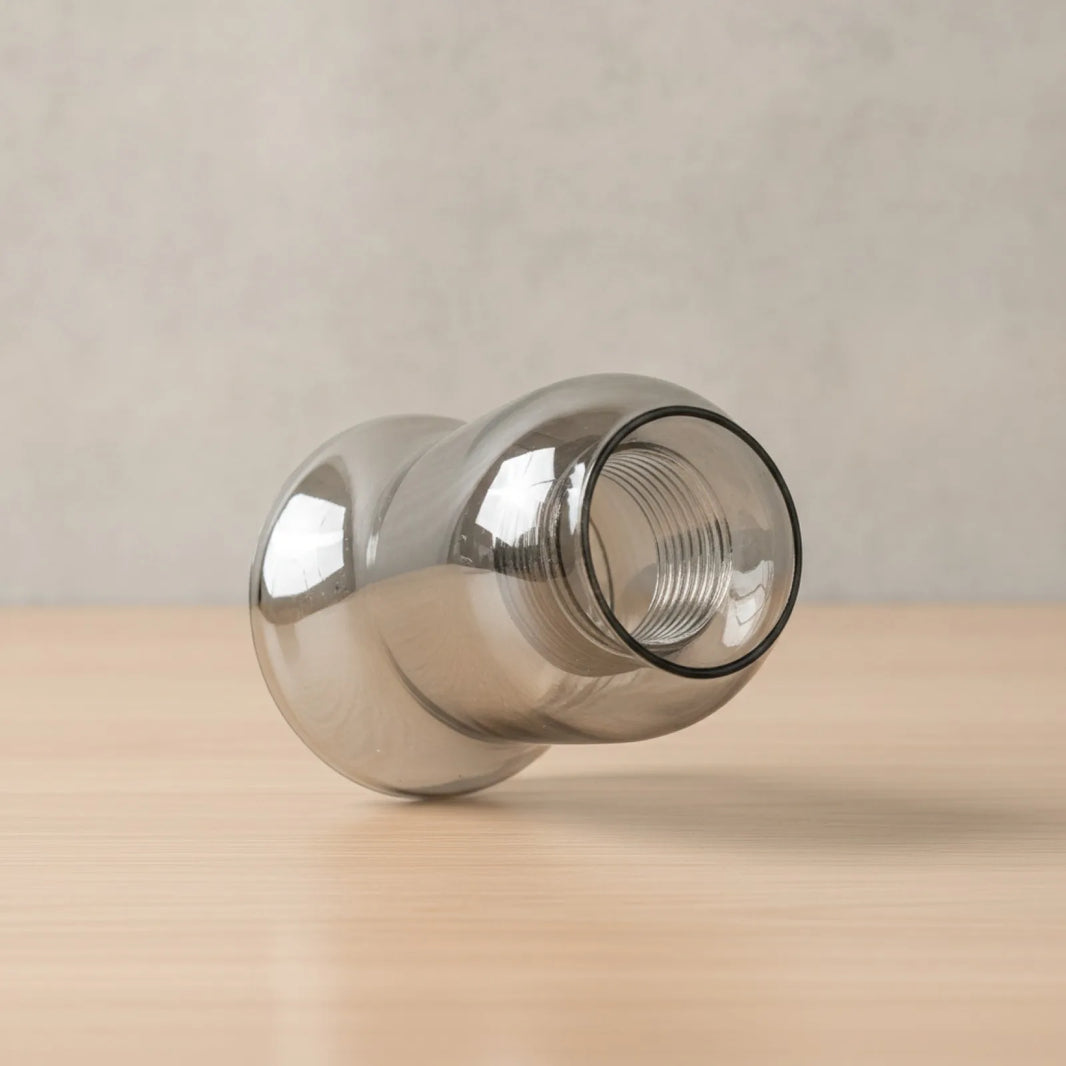 Abat-jour Cloche En Verre Nervuré Gris Fumé