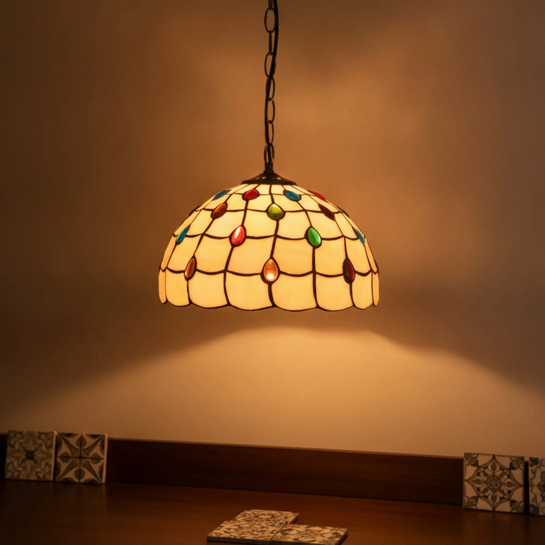 Abat-Jour Vitrail Baroque Méditerranéen Beige
