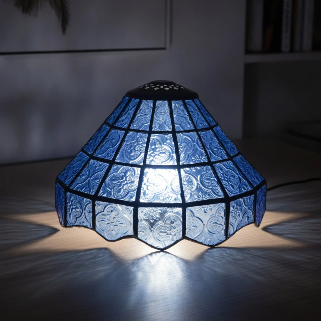 Abat-jour Feuille d'Érable Verre Bleu 8"