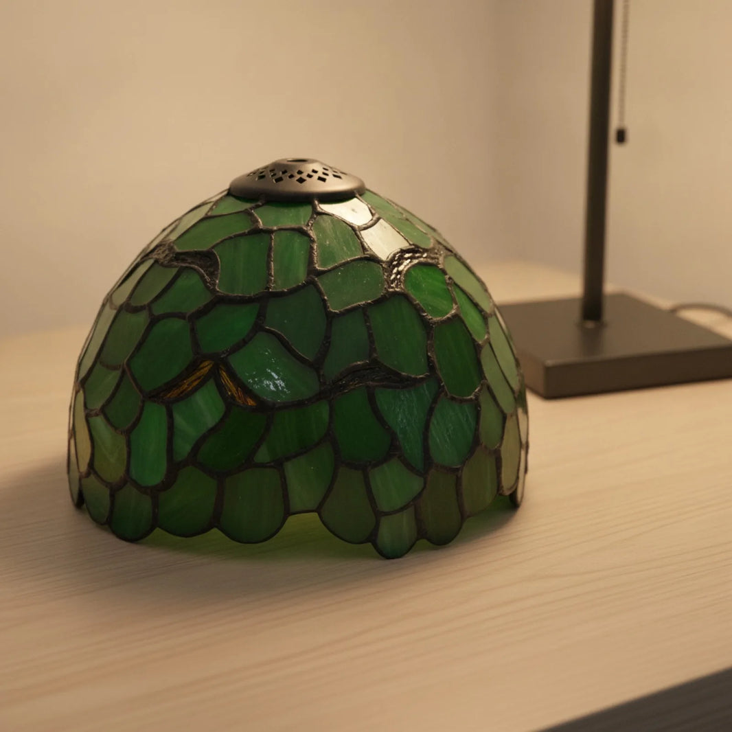 Abat-jour Feuille d'Érable Verre Teinté Vert 8"