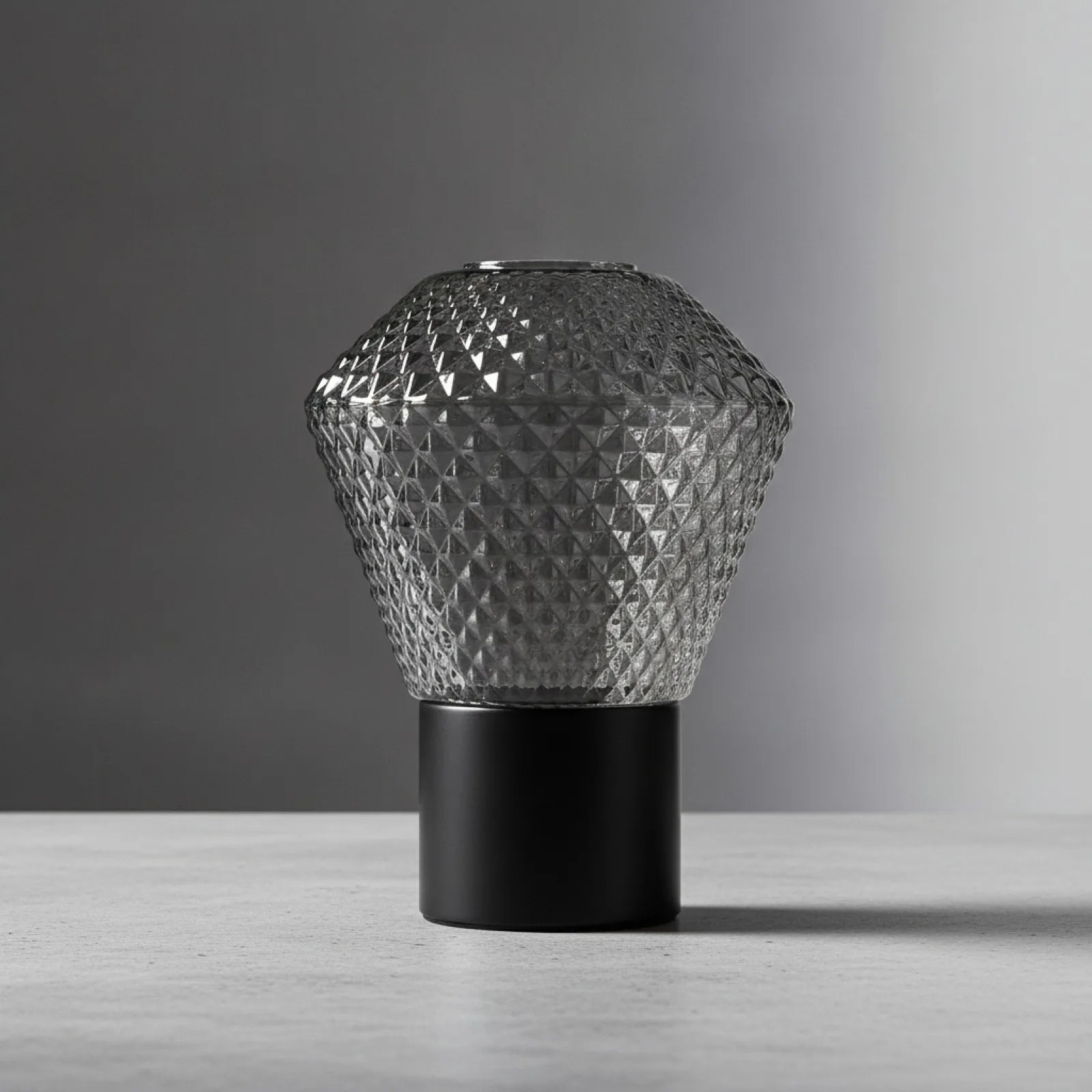Abat-jour Géométrique Verre Nervuré Gris Fumé