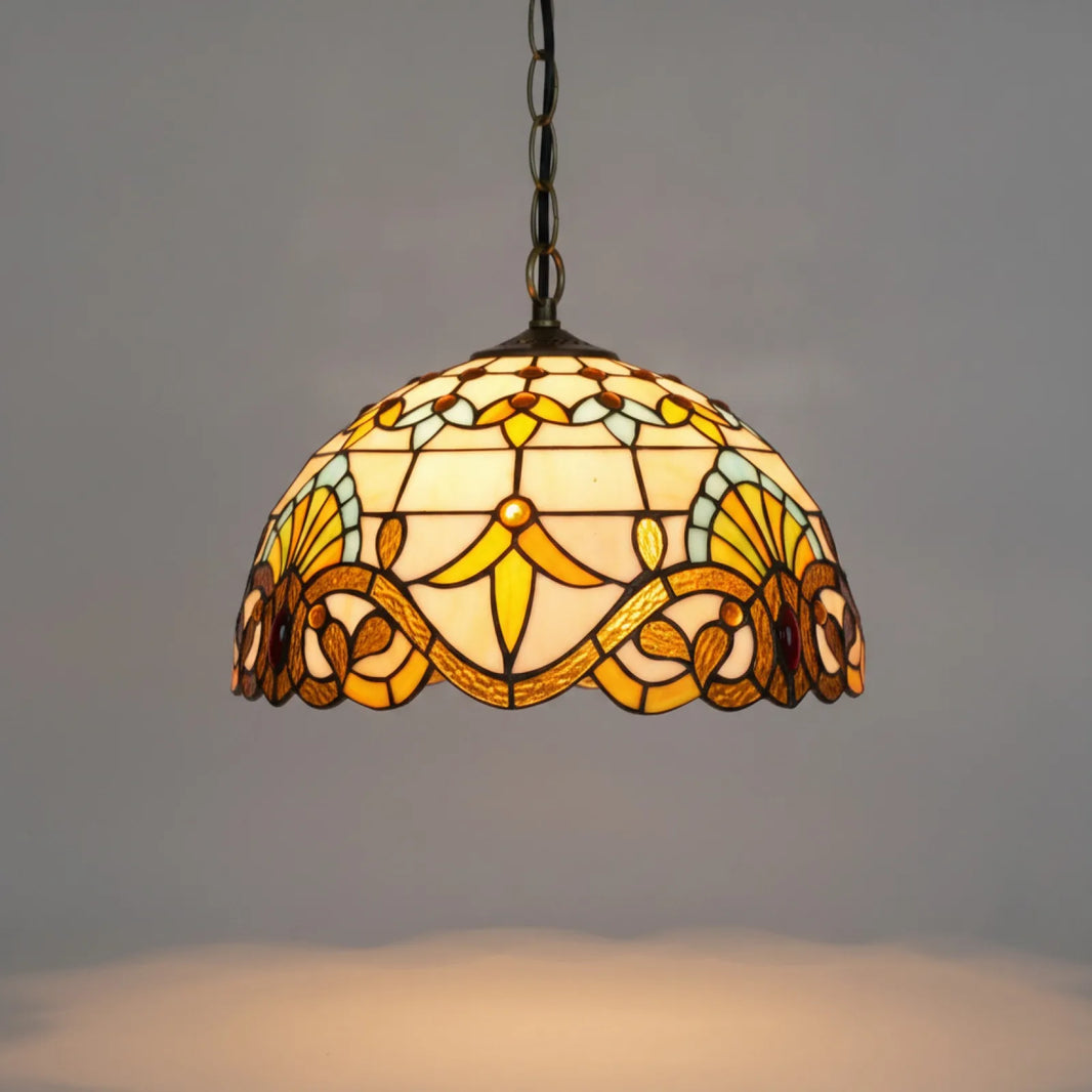 Abat-Jour Vitrail Baroque Méditerranéen Jaune