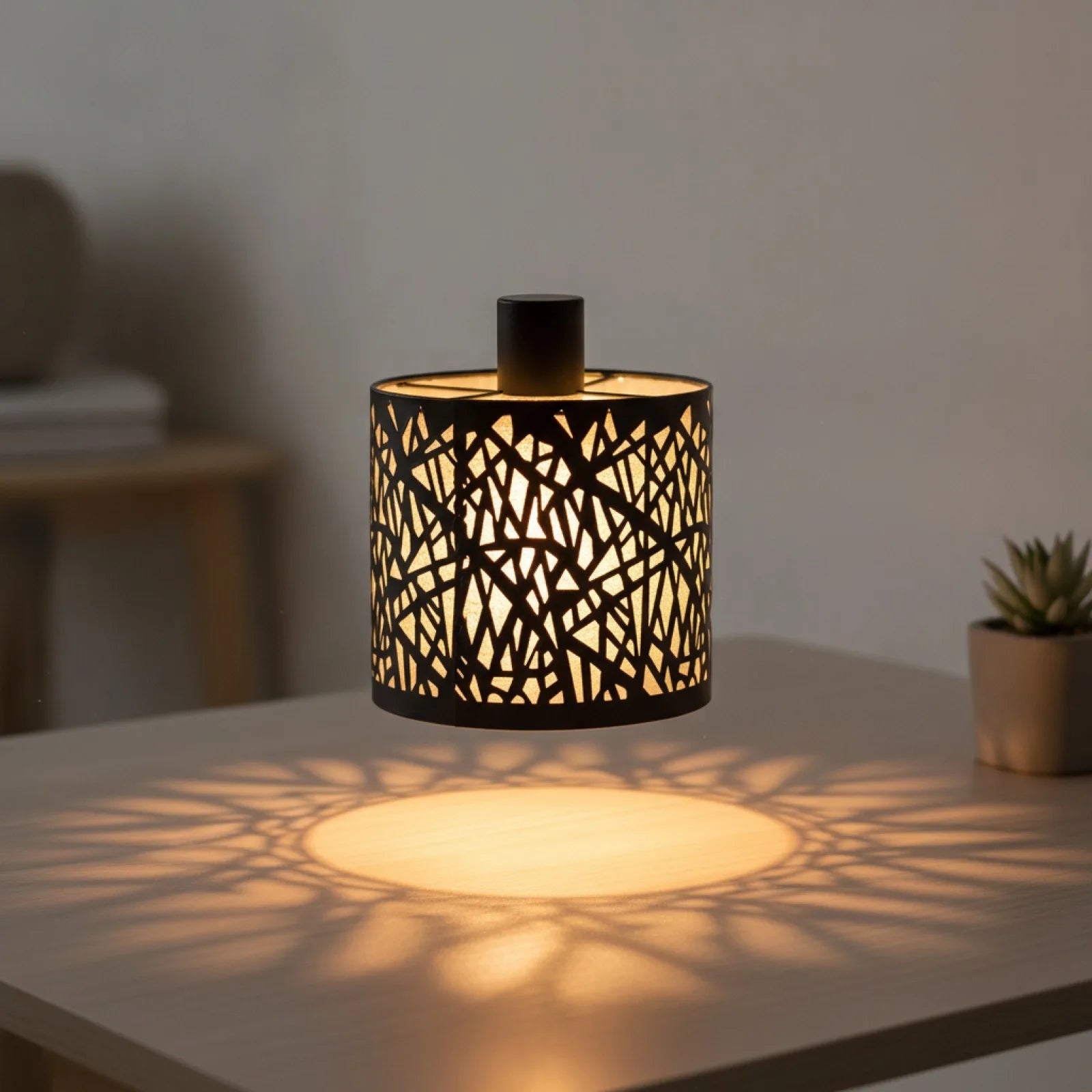 Abat-Jour Métal Design Creux Noir Translucide