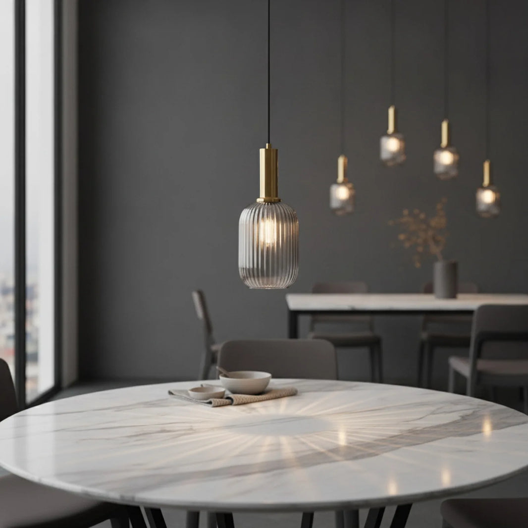 Lampe Suspendue Verre Gris Fumé Design E27