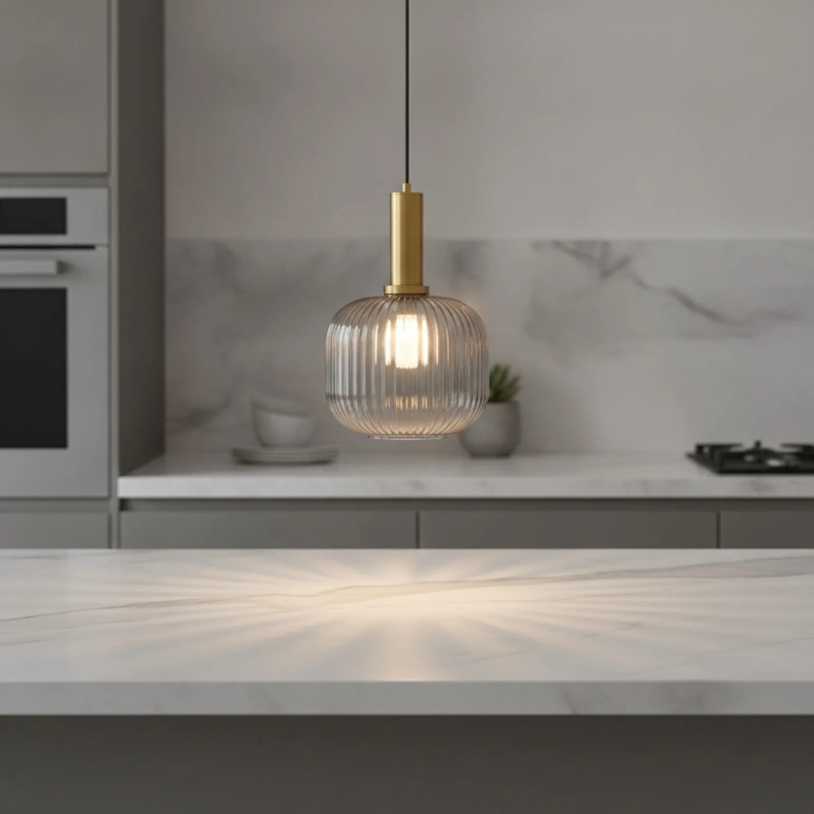 Lampe Suspendue Design Verre Gris Fumé E27