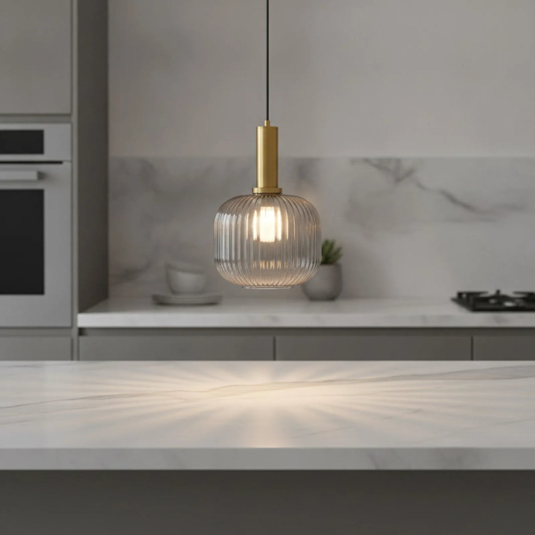 Lampe Suspendue Design Verre Gris Fumé E27