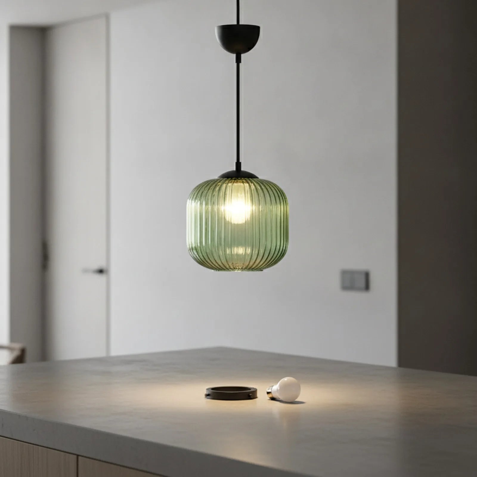 Abat-jour Globe Verre Vert