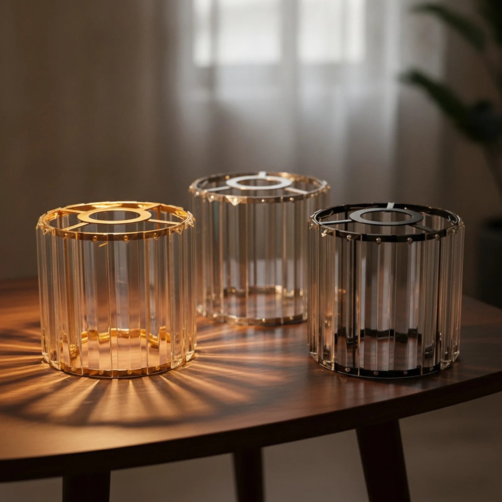 Abat-jour Cristal Facetté Cylindrique Moderne