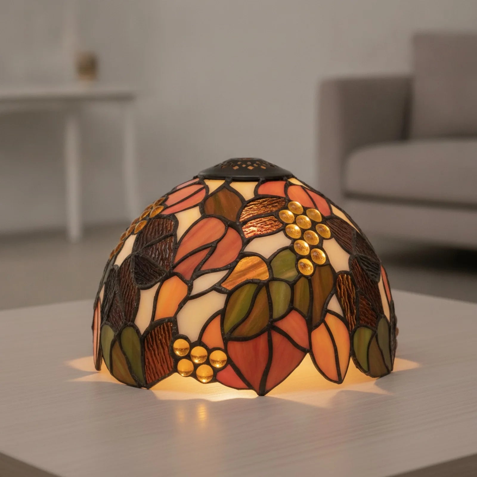 Abat-jour Feuille d'Érable Orange 8"