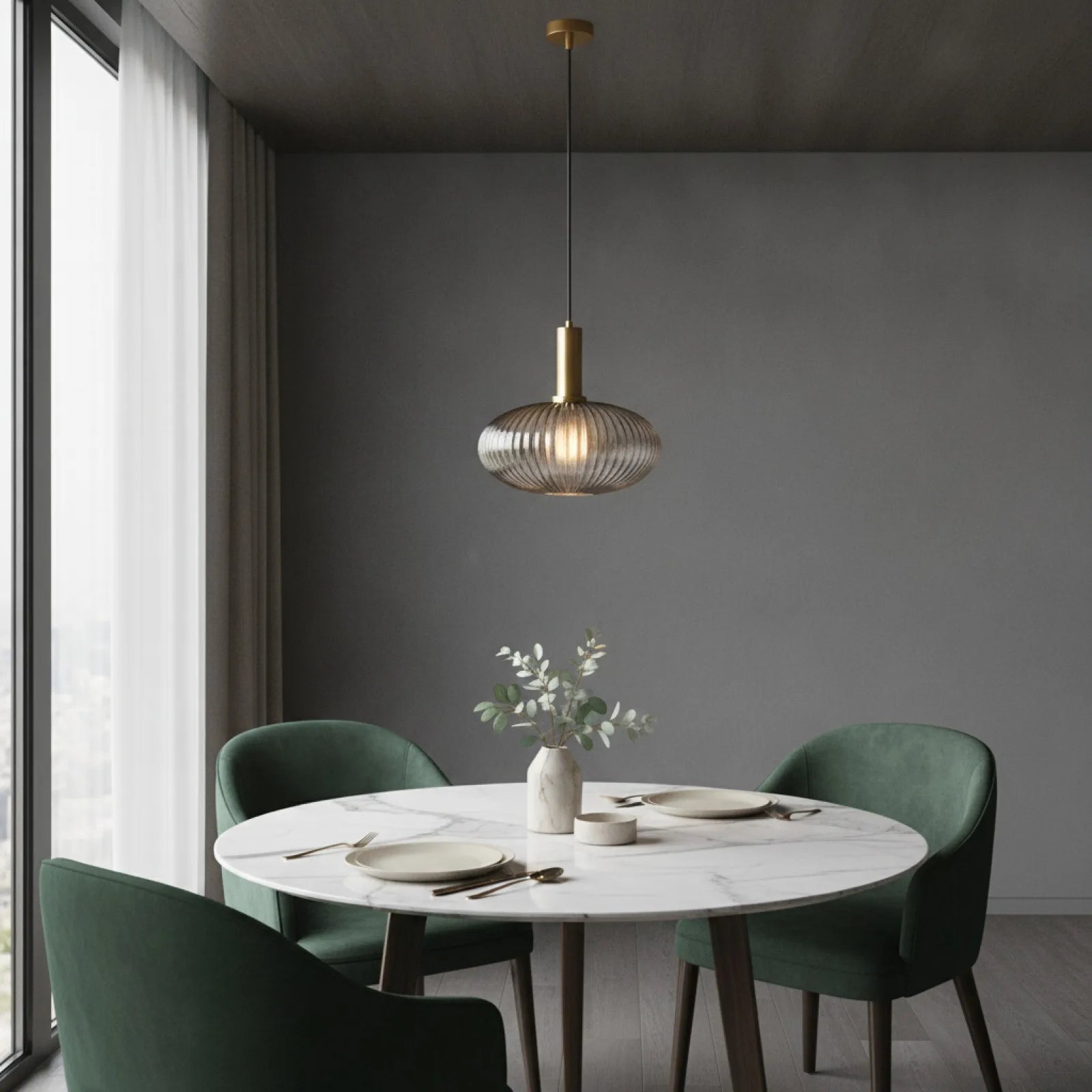 Lampe Suspension Verre Gris Fumé Design