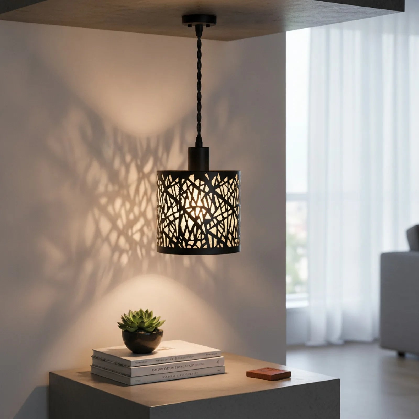 Abat-Jour Métal Design Creux Noir Translucide