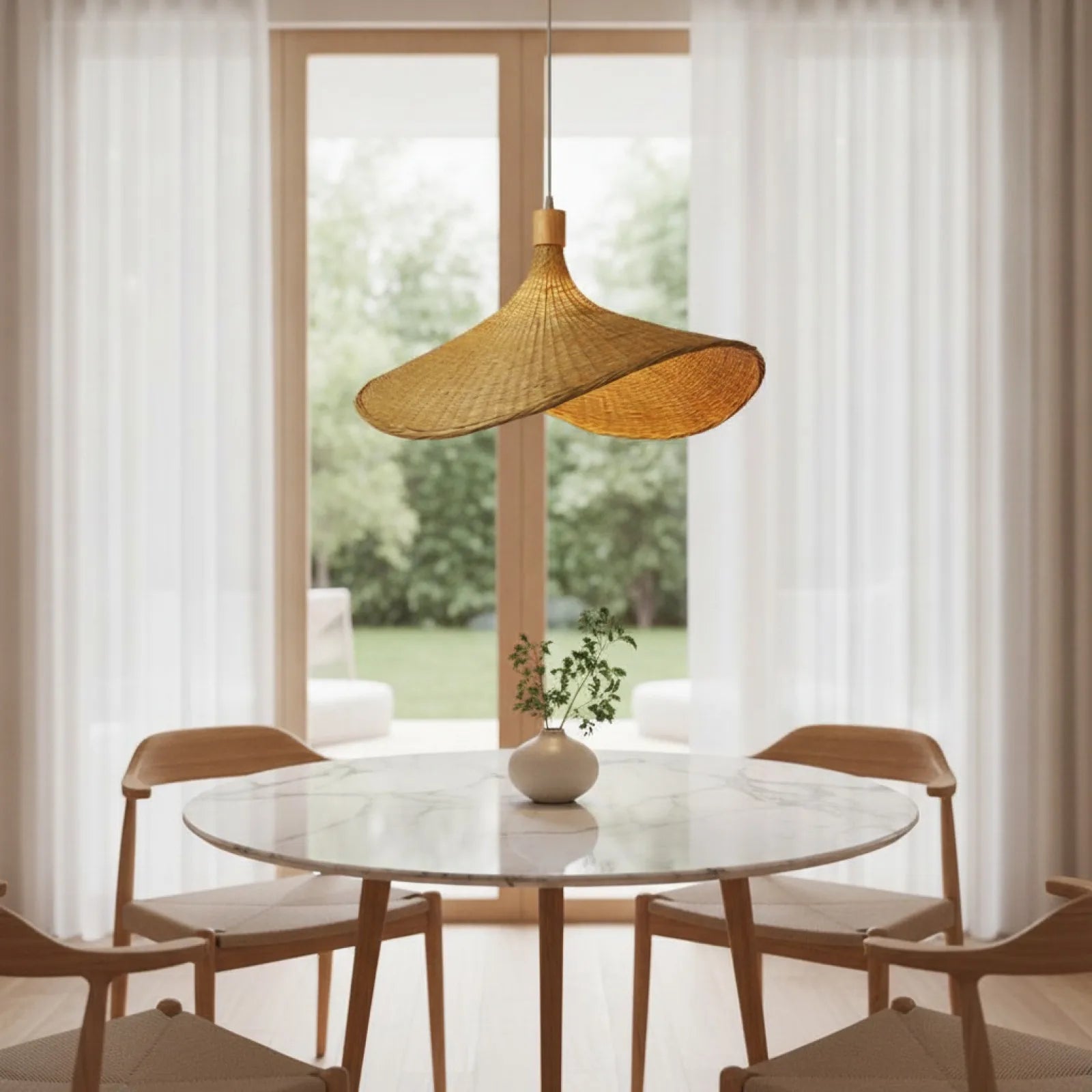 Lampe Suspendue Rotin & Bambou Artisanale