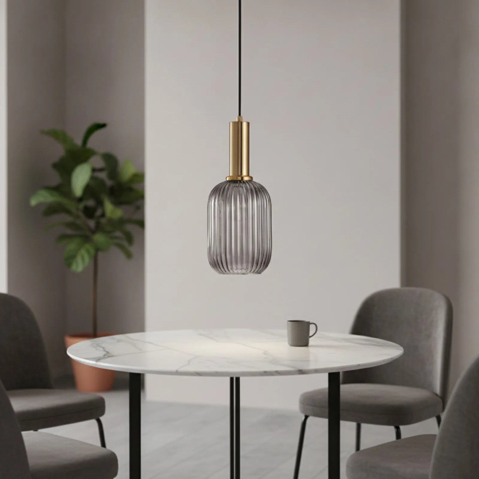 Lampe Suspendue Verre Gris Fumé Design E27