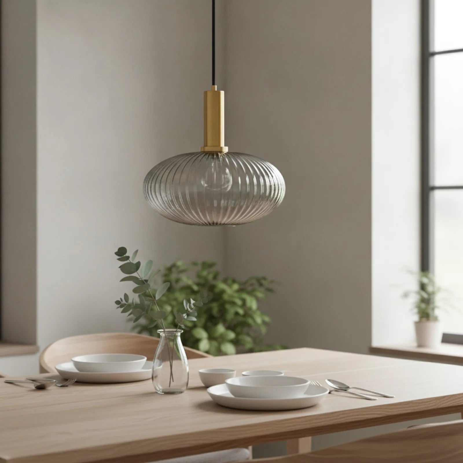 Lampe Suspension Verre Gris Fumé Design