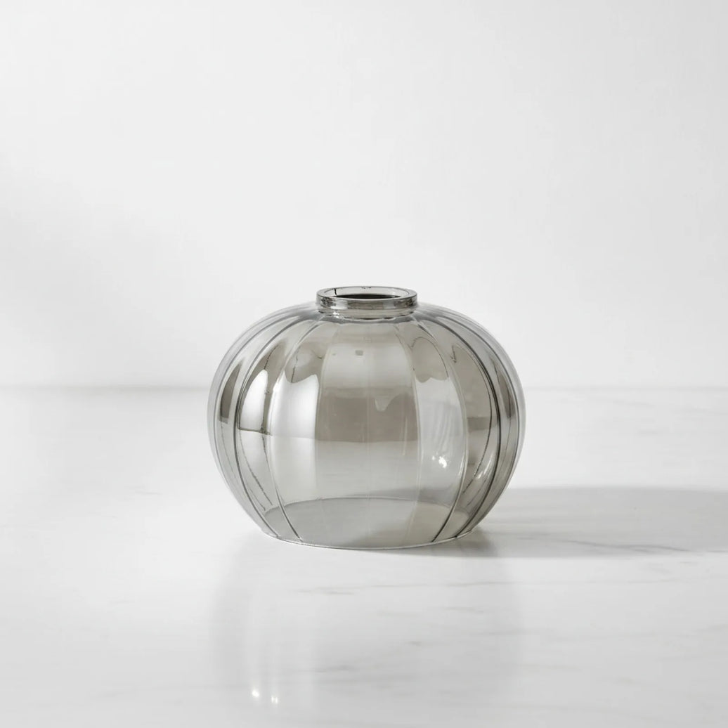 Abat-jour Former Galet Verre Nervuré Gris Fumé
