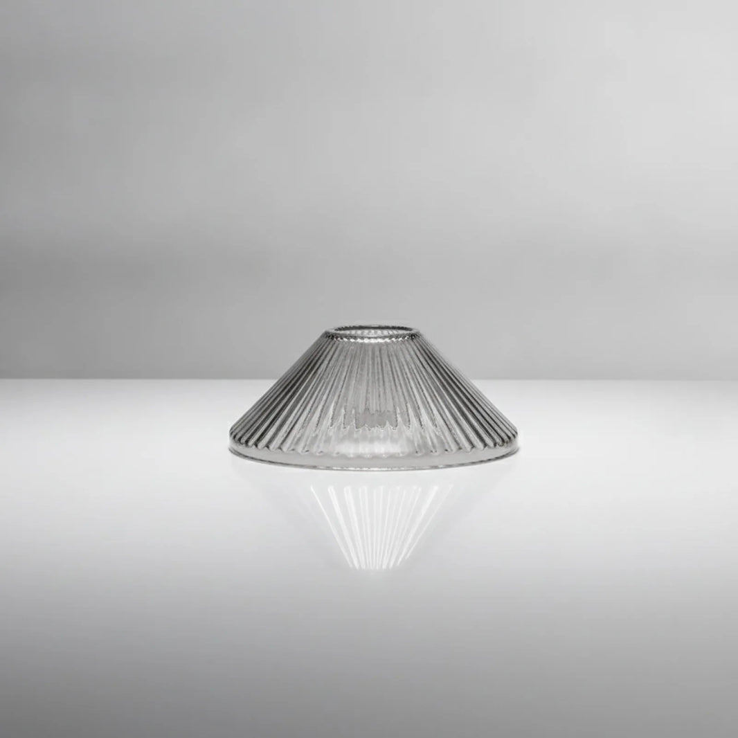 Abat-jour Conique Bas Verre Nervuré Gris Fumé