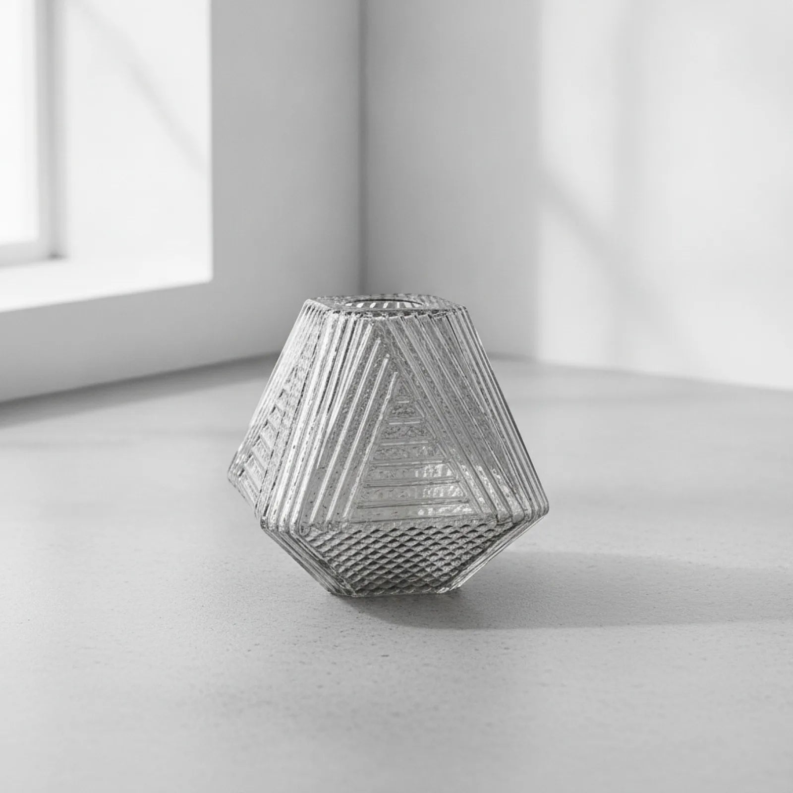Abat-jour Trapèze Verre Nervuré Gris Fumé