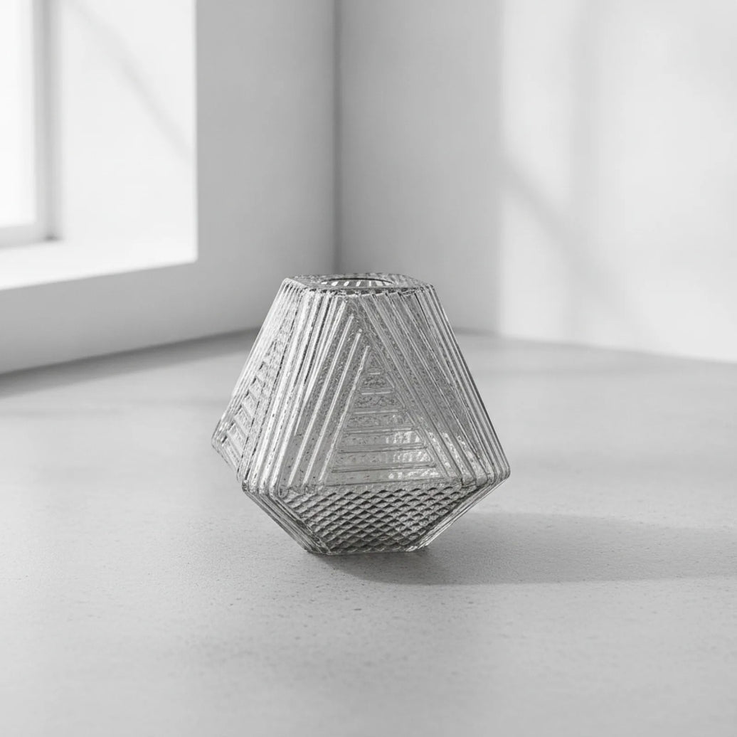 Abat-jour Trapèze Verre Nervuré Gris Fumé