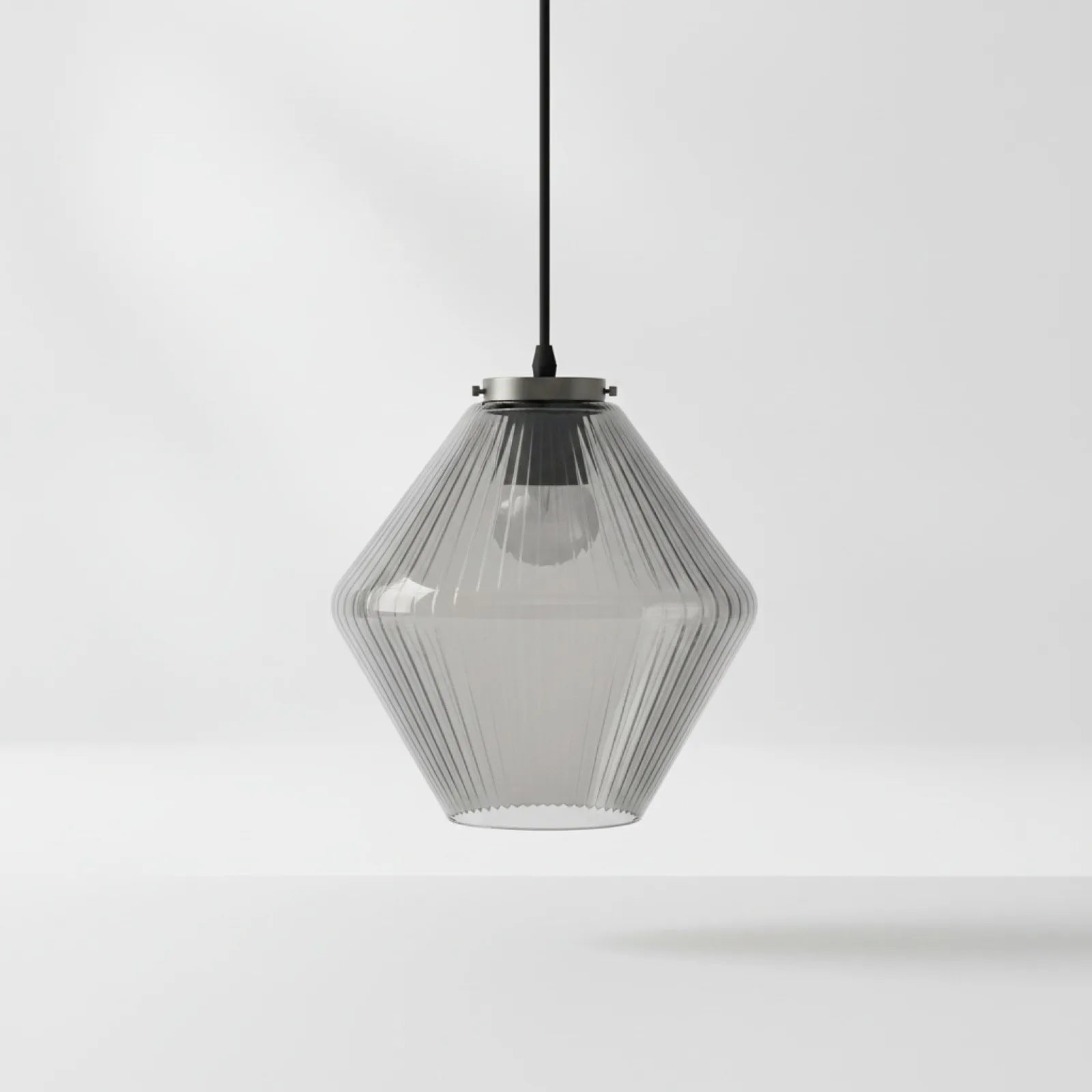Abat-jour Forme Diamant Verre Nervuré Gris Fumé