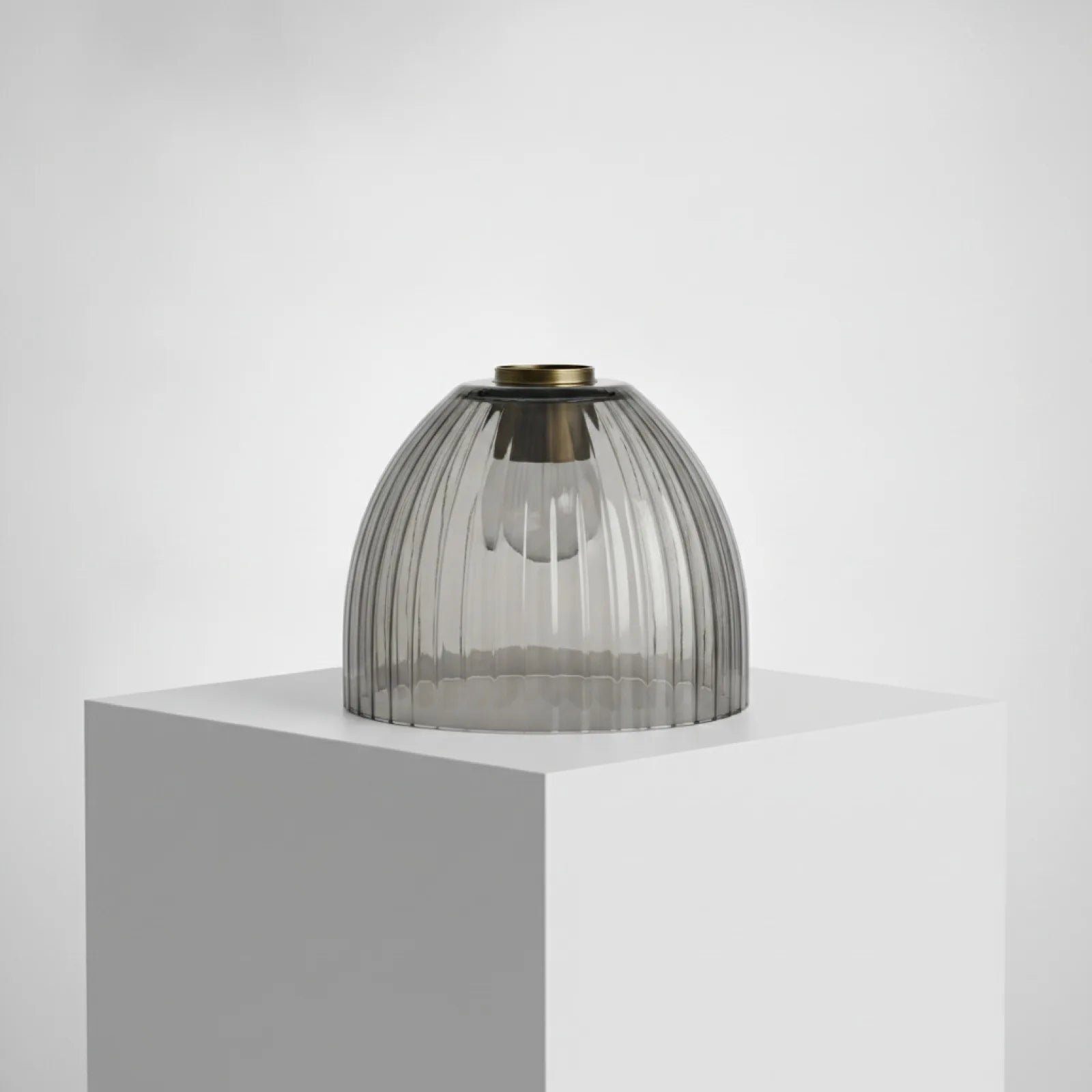 Abat-jour Cloche Verre Fumé Nervuré