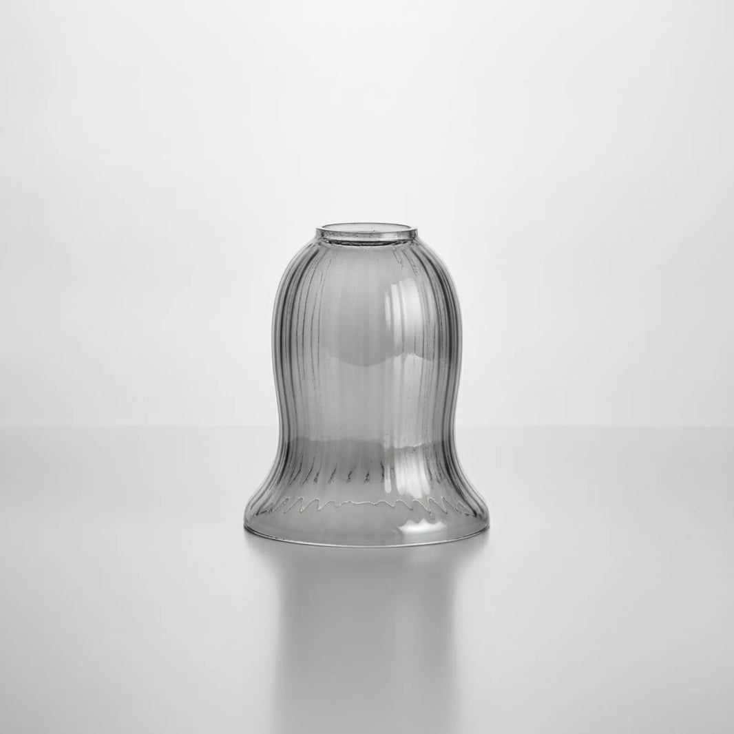 Abat-jour Cloche En Verre Nervuré Gris Fumé